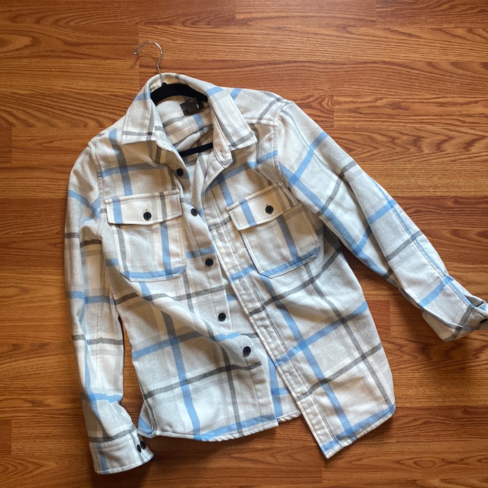 H&M men’s flannel white/blue